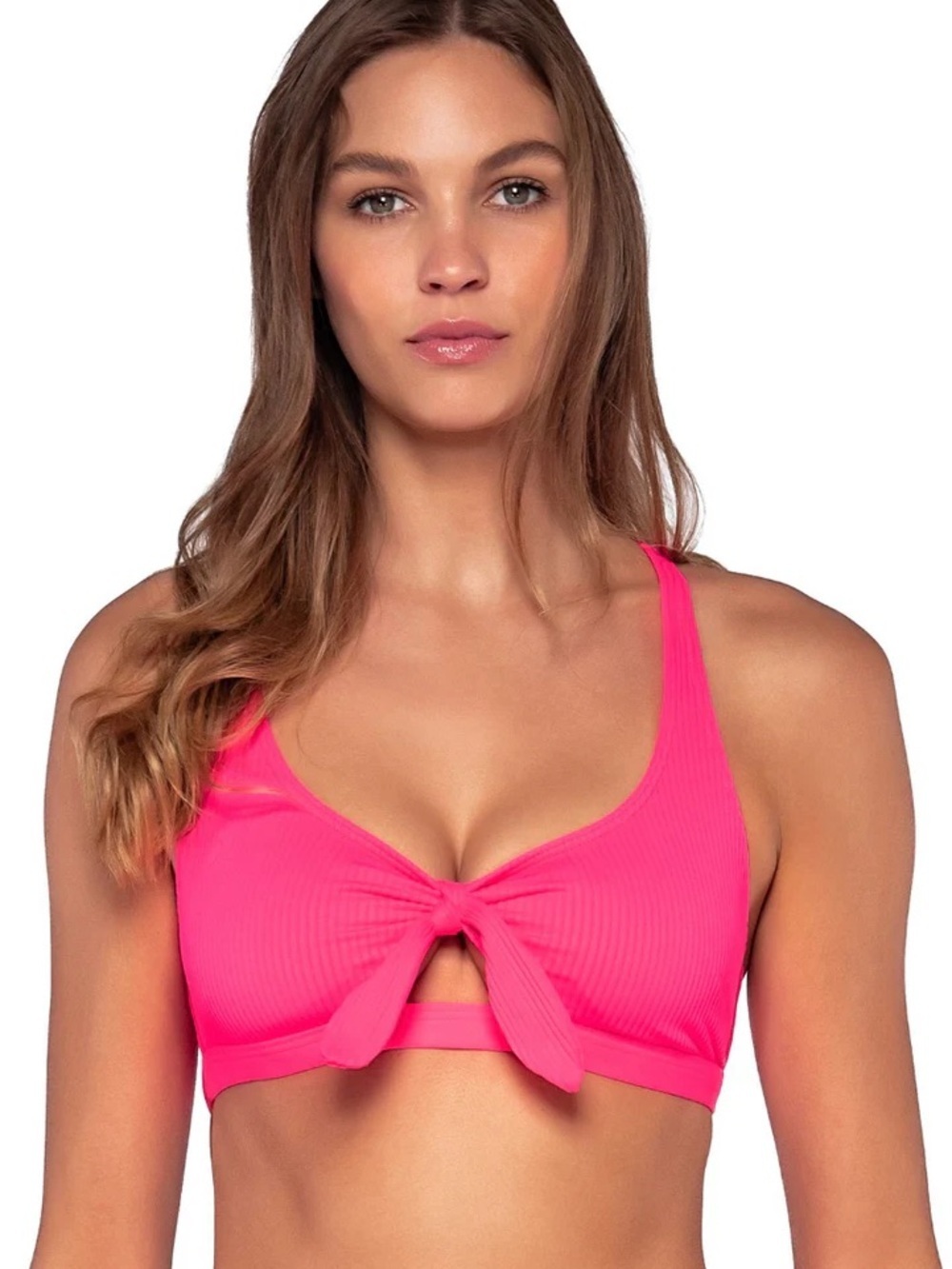 Women’s Tie-Front Bikini Top - Hot Pink​​